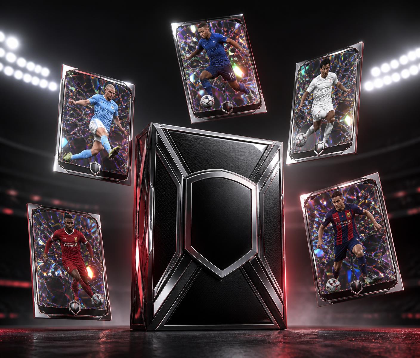 Caja hobby Topps Finest 2025/26 rodeada de cartas de fútbol